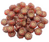 Czech Glass 12mm Hibiscus Flower Bead - Transparent Gold with Etched Finish and Gold Wash