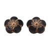 Czech Glass 21mm Hibiscus Flower Bead - Black with a Gold Wash and a Picasso Finish