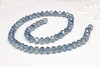 Glass Crystal Polished 8x6mm Faceted Rondel - Muted Blue Plated