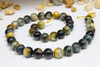 Tiger Eye A Grade Dyed Blue Yellow Polished 10mm Round