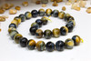 Tiger Eye A Grade Dyed Blue Yellow Polished 12mm Round