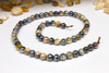 Silver Plated Tiger Eye A Grade Dyed Blue / Grey Polished 6mm Faceted Round