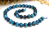 Tiger Eye A Grade Dyed Teal Blue Polished 10mm Round