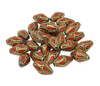 Red Coral 15x8mm Brass Inlaid Bicone Bead
