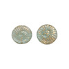 Czech Glass 19mm Fossil Coin -Transparent Sea Green with Light Gold Wash