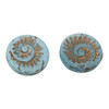 Czech Glass 19mm Fossil Coin - Aqua Blue Opaline Matte with Dark Bronze Wash