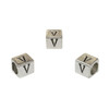 Silver Plated Alloy Alphabet 6x6x7mm Cube Beads - V