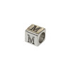 Silver Plated Alloy Alphabet 6x6x7mm Cube Beads - M