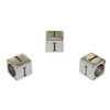 Silver Plated Alloy Alphabet 6x6x7mm Cube Beads - I