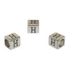 Silver Plated Alloy Alphabet 6x6x7mm Cube Beads - H