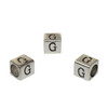 Silver Plated Alloy Alphabet 6x6x7mm Cube Beads - G