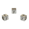 Silver Plated Alloy Alphabet 6x6x7mm Cube Beads - F