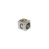 Silver Plated Alloy Alphabet 6x6x7mm Cube Beads - C