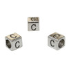 Silver Plated Alloy Alphabet 6x6x7mm Cube Beads - C
