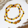 Baltic Amber Honey Cognac, Champagne Dark Cherry, Lemon 4mm Round - 12" Strand
