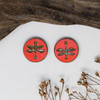Czech Glass 18mm Dragonfly Coin Table Cut - Opaque Red Coral Picasso Finish