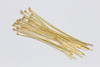 18K Gold Plated 50mm Long 24 Gauge Ball End Head Pins - 20 Pieces