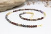 Mixed Gemstones Banded Polished 3.5-4mm Round - Rutilated Quartz, Iolite, Garnet, Black Veined Rhodonite