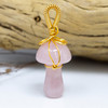 Rose Quartz Polished 45x18mm Wire Wrapped Mushroom Pendant