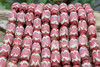 Venetian Chevron Glass Hand Painted 10x17mm Rice - Pink / Red / Ivory