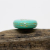 Czech Glass 16x12mm Oval with Egyptian Cat - Turquoise Opaque with Gold Wash