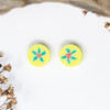 Polymer Clay 10mm Yellow Holly Flat Round