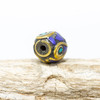 Turquoise & Lapis 9x8mm Brass Inlaid Barrel Bead - Sold Individually