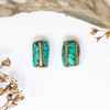 Turquoise 11x7mm Brass Inlaid Tube Bead - Sold Individually