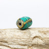 Turquoise 11x7mm Brass Inlaid Tube Bead - Sold Individually