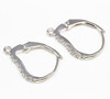 Rhodium over Sterling Silver CZ 13x18mm Leverback Earrings - Sold as a Pair