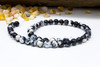 Fire Agate Polished 8mm Faceted Round - Black / White