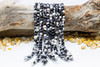 Fire Agate Polished 8mm Faceted Round - Black / White