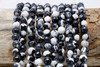 Fire Agate Polished 8mm Faceted Round - Black / White