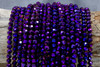 Glass Crystal Polished 5mm Faceted Round - Metallic Purple