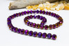 Glass Crystal Polished 8mm Faceted Round - Metallic Purple