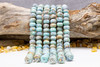 Tibetan Style Agate Aqua Polished 10x14-15mm Rondelle