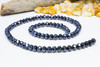 Glass Crystal Polished 4x6mm Faceted Rondel - Full Plated Midnight Blue