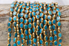 Natural Turquoise Polished 6x8mm Gold Edge Oval