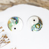 Abalone, Mother of Pearl Polished 20mm Inlaid Double Sided Yin Yang Coin Bead