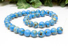 Reconstructed Manmade Turquoise & Shell 10mm Round - Sky Blue