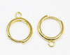 18K Gold Plated 13.5mm Hoop Earring with Ring - 1 Pair