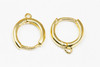 18K Gold Plated 15x3mm Hoop Earring with Ring - 1 Pair