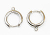 Rhodium Plated 15mm Hoop Earring with Ring - 1 Pair