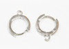 Platinum Plated Micro Pave 13mm Hoop Earring with Ring - 1 Pair