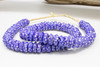 Fused Recycled Glass 14mm Rondelle - Royal Blue and White