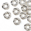 Sterling Silver Plated Micro Pave 7.5mm Twisted Ring Spacer Bead