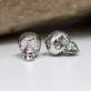 Silver Plated Micro Pave 9x13mm CZ Crown Skull Bead