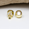 Gold Plated Micro Pave 9x13mm CZ Crown Skull Bead