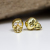Gold Plated Micro Pave 9x13mm CZ Crown Skull Bead