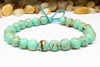 Reconstructed Manmade Turquoise & Shell 8mm Round - Dyed Turquoise - 2mm Large Hole